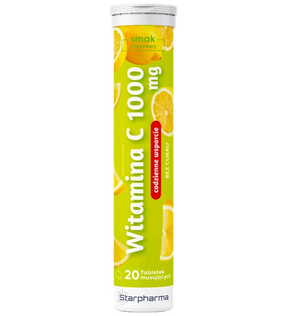 Witamina C 1000mg, 20 tabletek musujących bez dodatku cukru STARPHARMA