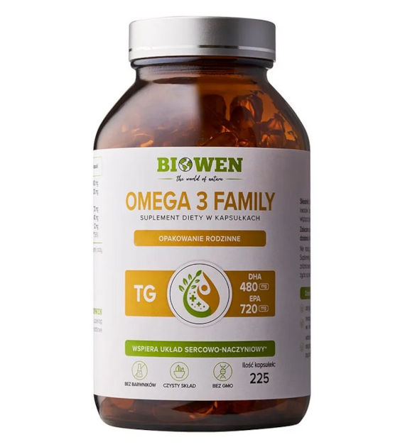 BIOWEN Omega 3 Family TG 720mg EPA, 480mg DHA 225 kaps.