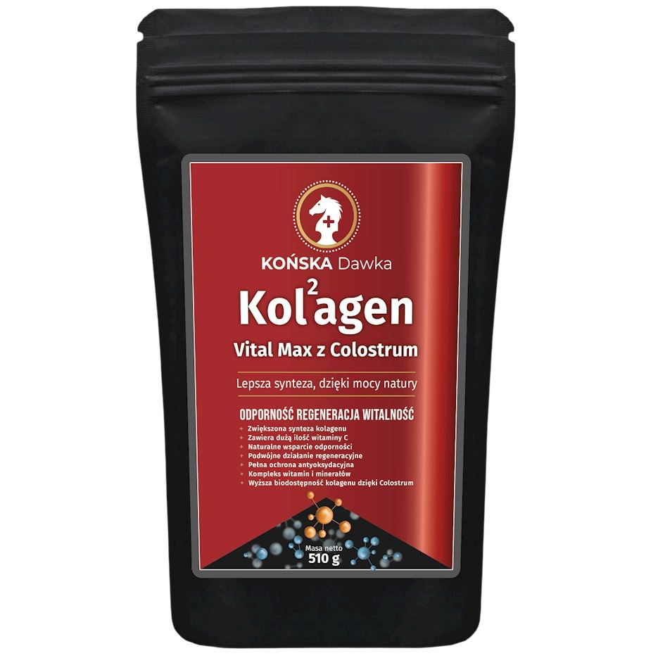 Kolagen Vital Max z Colostrum w proszku 510g KOŃSKA DAWKA