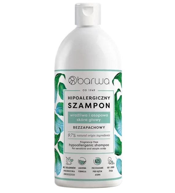Hipoalergiczny szampon bezzapachowy do skóry wrażliwej i atopowej 400ml BARWA
