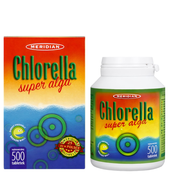 Chlorella algi prasowane 500tabl. (broken cell wall) MERIDIAN