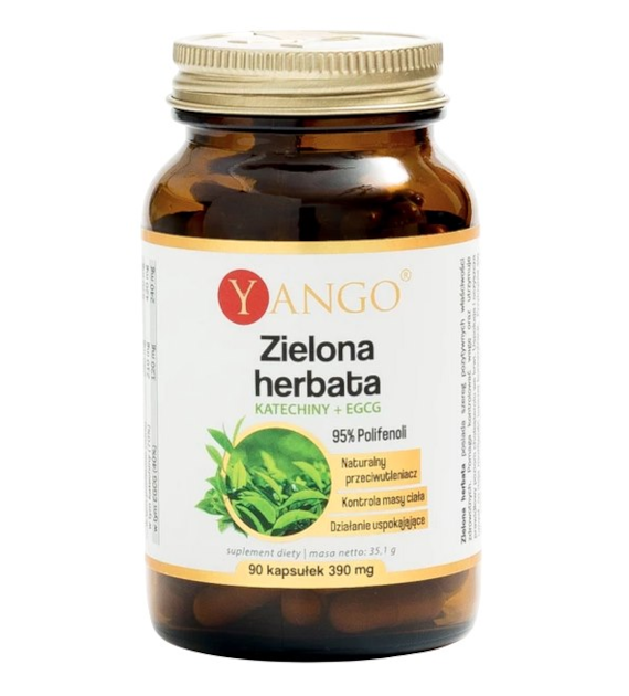 YANGO Zielona herbata - Katechiny + ECGG 95% polifenoli 300mg, 90 kaps.