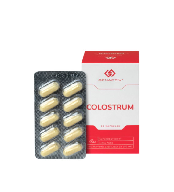 GENACTIV Colostrum kapsułki 200mg, 60 kaps. - bioaktywny liofilizat 2h