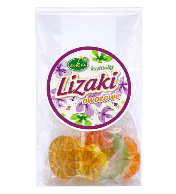 Lizaki owocowe z ksylitolem bez dodatku cukru 10g*5szt AKA