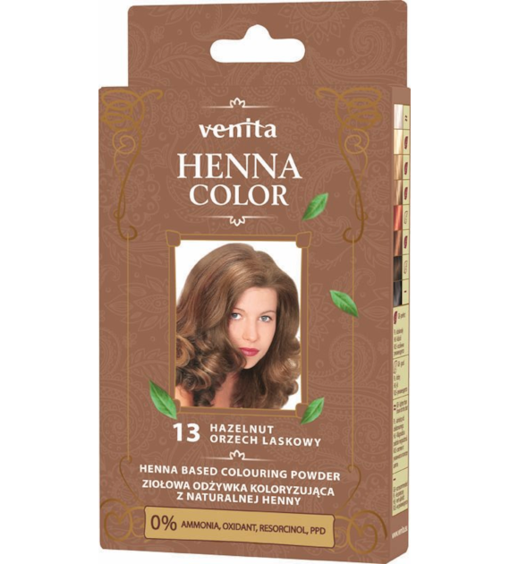 VENITA henna proszek nr 13 orzech laskowy 25g - ziołowa odżywka koloryzująca