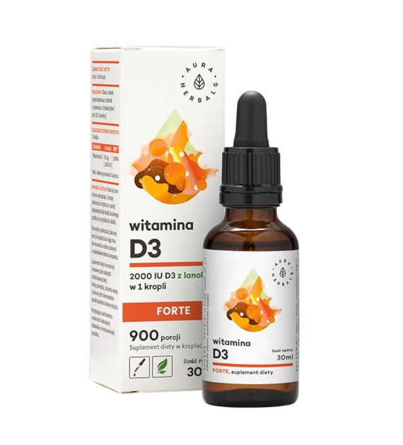 AURA HERBALS Witamina D3 Forte 2000 IU - krople 30ml