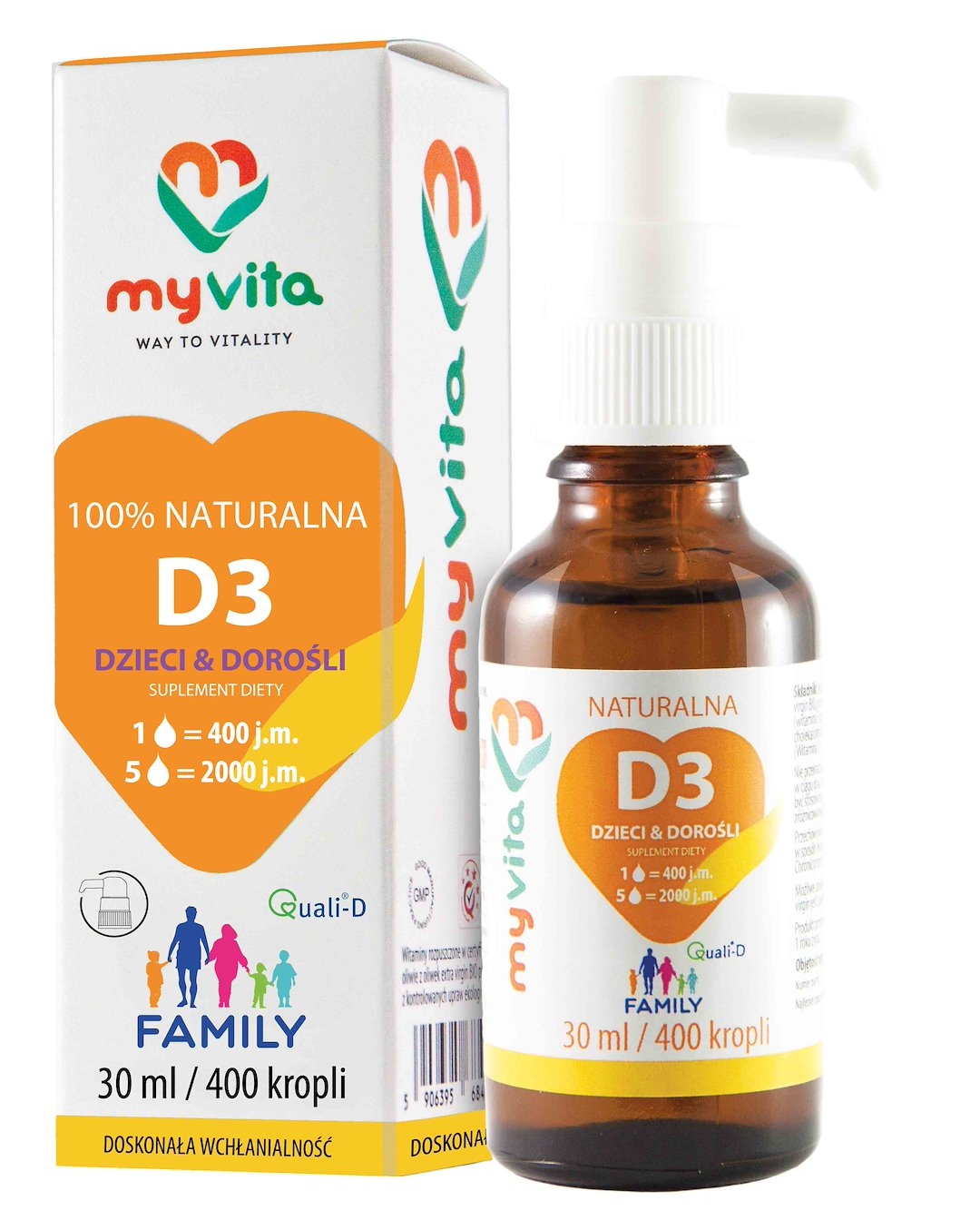MyVita Witamina D3 Family Dzieci i Dorośli - krople 30ml