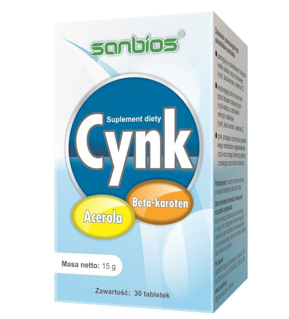 SANBIOS Cynk + acerola i beta-karoten 30tabl.