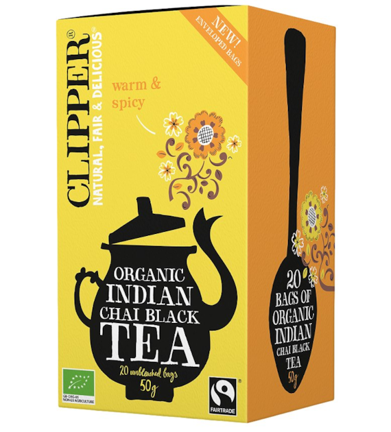 CLIPPER Herbata Czarna Indian Chai z cynamonem i goździkami FAIR TRADE BIO 20*2,5g