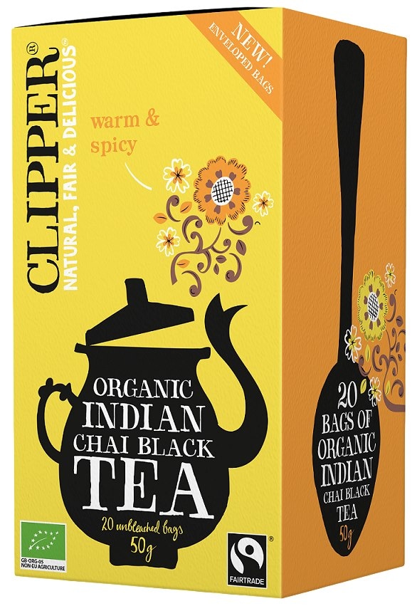 CLIPPER Herbata Czarna Indian Chai z cynamonem i goździkami FAIR TRADE BIO 20*2,5g
