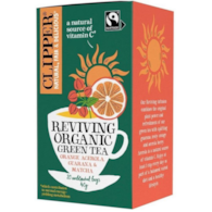 CLIPPER Herbata Zielona Reviving z acerolą, guaraną i matchą FAIR TRADE BIO 20*2g