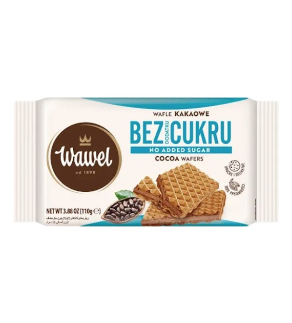 Wafle kakaowe bez dodatku cukru 110g WAWEL