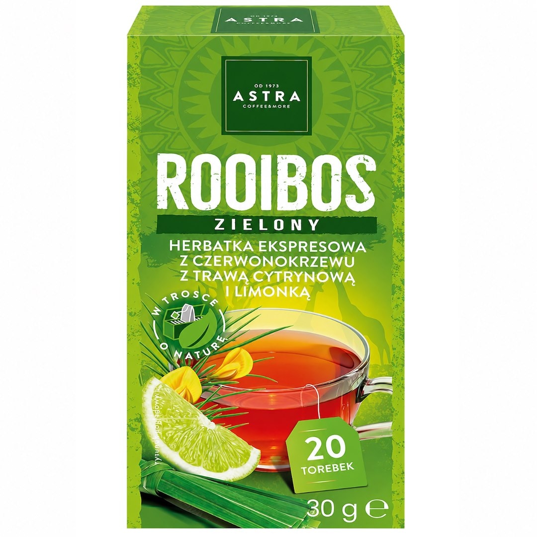 ROOIBOS zielony herbatka z czerwonokrzewu z trawą cytrynową i limonką 20*1,5g ASTRA