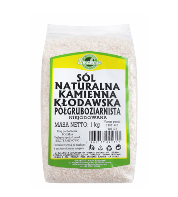 SMAKOSZ Sól kłodawska półgruboziarnista naturalna kamienna niejodowana 1kg