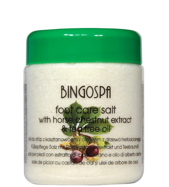 BINGOSPA Sól do stóp z ekstraktem z kasztanowca i olejkiem z drzewa herbacianego 550g
