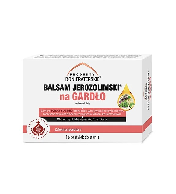 Balsam Jerozolimski na gardło 16 pastylek do ssania PRODUKTY BONIFRATERSKIE