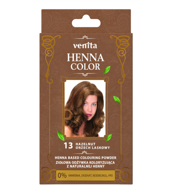 VENITA henna proszek nr 13 orzech laskowy 25g - ziołowa odżywka koloryzująca