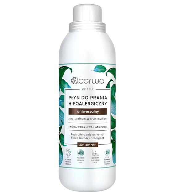 Hipoalergiczny płyn do prania z szarym mydłem 1000ml BARWA