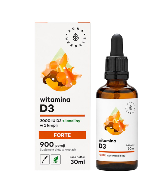AURA HERBALS Witamina D3 Forte 2000 IU - krople 30ml