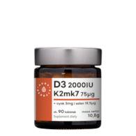 AURA HERBALS Witamina D3 (2000IU) + K2mk7 (75mcg) + Cynk + Selen - tabletki 10,8g (90 tabl.)