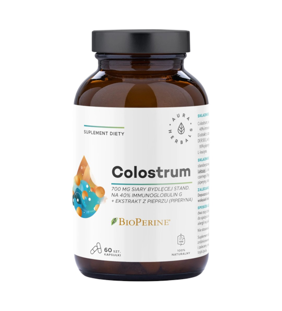 AURA HERBALS Colostrum 700mg + BioPerine 60 vkaps.
