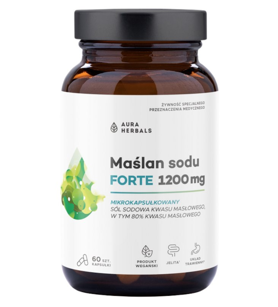 AURA HERBALS Maślan sodu FORTE mikrokapsułkowany 1200mg, 60 kaps.