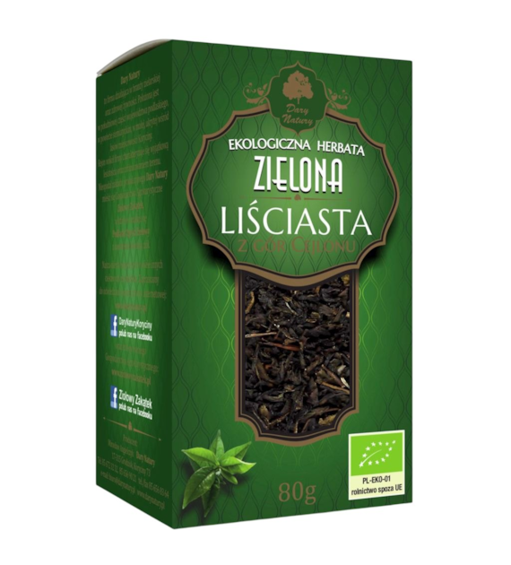 Herbata Zielona cejlońska liściasta BIO 80g DARY NATURY