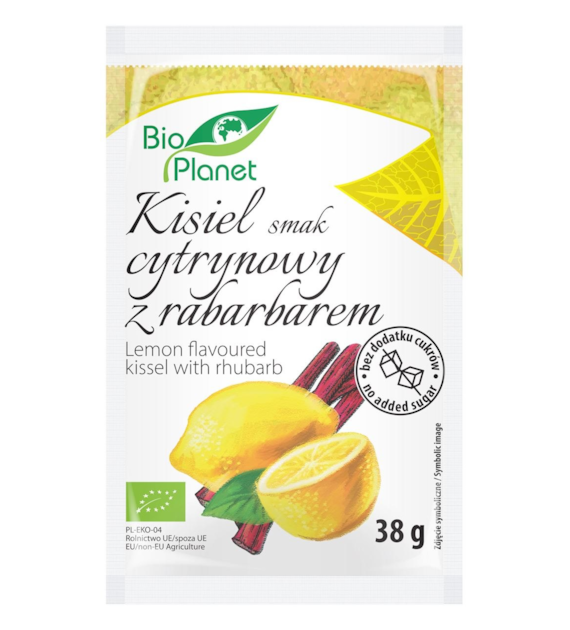 BIO PLANET Kisiel o smaku cytrynowym z rabarbarem BIO 38g
