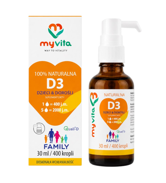 MyVita Witamina D3 Family Dzieci i Dorośli - krople 30ml