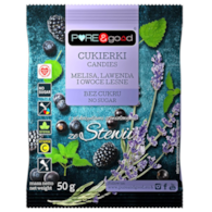 PURE&GOOD Cukierki melisa, lawenda i owoce leśne ze stewią bez dodatku cukru 50g