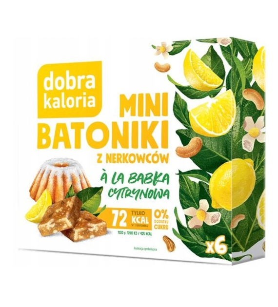 DOBRA KALORIA Mini batoniki a'la babka cytrynowa z nerkowców (6x17g) KUBARA