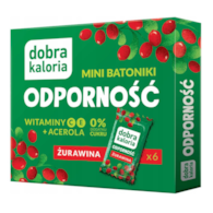 DOBRA KALORIA Mini batoniki ODPORNOŚĆ żurawina + wit. C, E, acerola 6x17g KUBARA