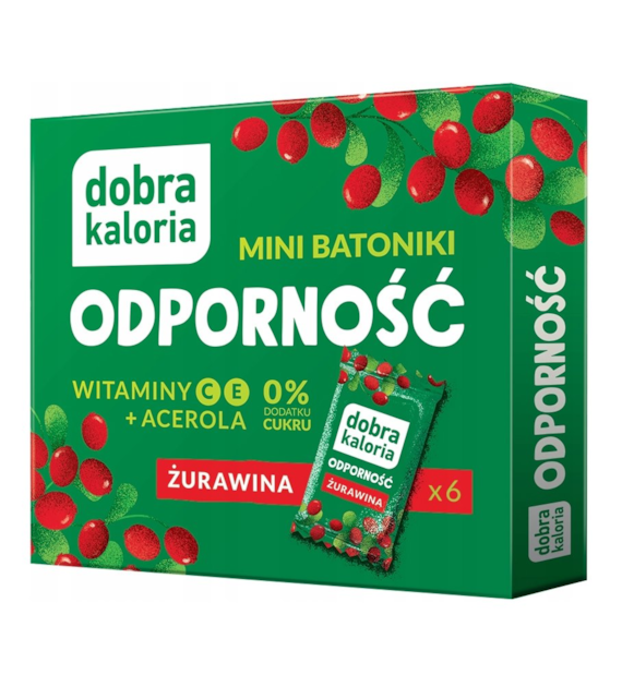 DOBRA KALORIA Mini batoniki ODPORNOŚĆ żurawina + wit. C, E, acerola 6x17g KUBARA