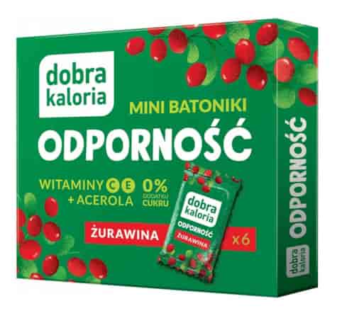 DOBRA KALORIA Mini batoniki ODPORNOŚĆ żurawina + wit. C, E, acerola 6x17g KUBARA