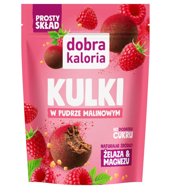 DOBRA KALORIA Kulki w pudrze malinowym 65g KUBARA