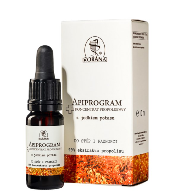APIPROGRAM Koncentrat propolisowy z jodkiem potasu do stóp i paznokci 10ml KORANA