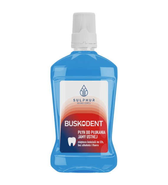BUSKODENT Płyn do płukania jamy ustnej bez alkoholu i fluoru 500ml SULPHUR