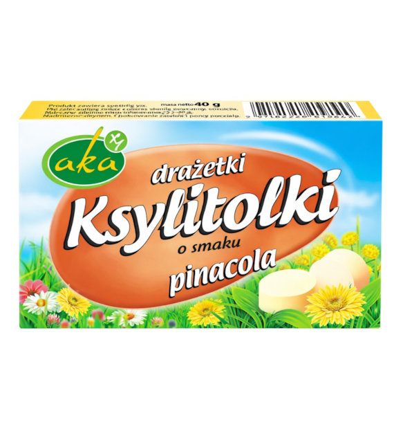 Ksylitolki drażetki pudrowe pinacola (mix ananas-kokos) 40g b/c AKA
