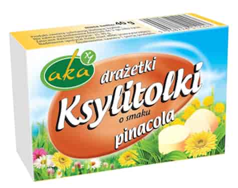 Ksylitolki drażetki pudrowe pinacola (mix ananas-kokos) 40g b/c AKA
