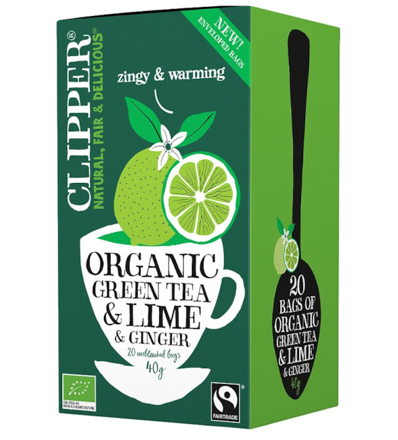 CLIPPER Herbata Zielona z limonką i imbirem FAIR TRADE BIO 20*2g