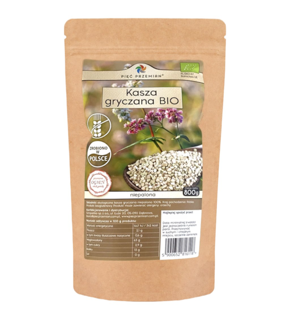 PIĘĆ PRZEMIAN Kasza gryczana niepalona BIO bezglutenowa 800g