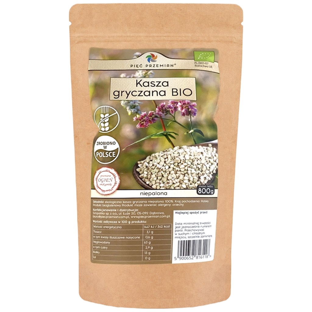 PIĘĆ PRZEMIAN Kasza gryczana niepalona BIO bezglutenowa 800g
