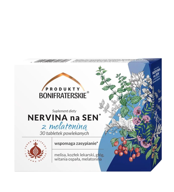 Nervina na sen z melatoniną 30 tabl. PRODUKTY BONIFRATERSKIE