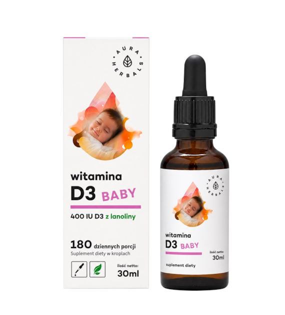 AURA HERBALS Witamina D3 Baby 400IU - krople 30ml