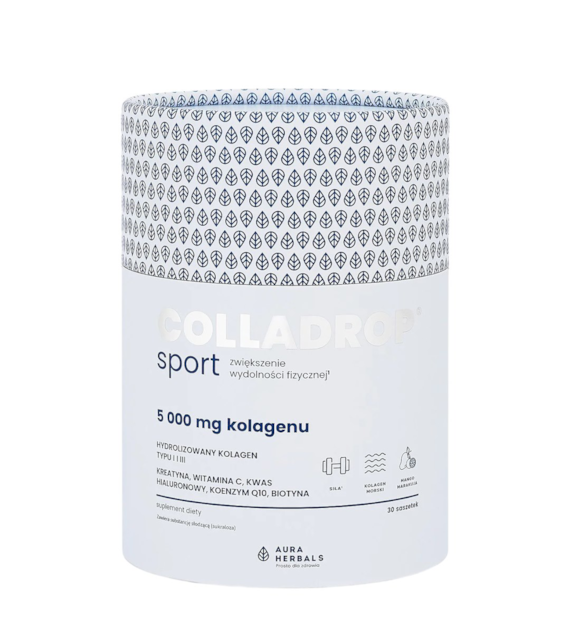 AURA HERBALS Colladrop SPORT saszetki - kolagen rybi 5000mg + kreatyna 3g smak mango-marakuja 30 sasz.