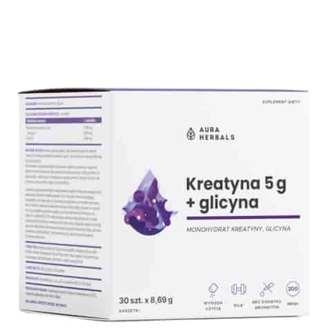 AURA HERBALS Kreatyna 5g + glicyna saszetki 30 x 8,69g
