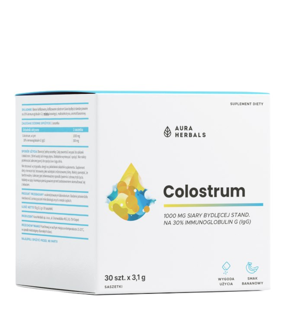 AURA HERBALS Colostrum 1000mg bananowe saszetki 30 szt.
