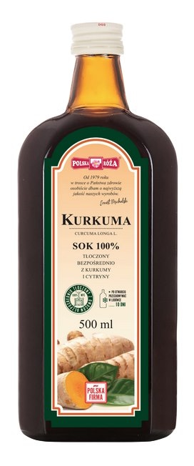 KURKUMA sok 100% 500ml bez dodatku cukru POLSKA RÓŻA