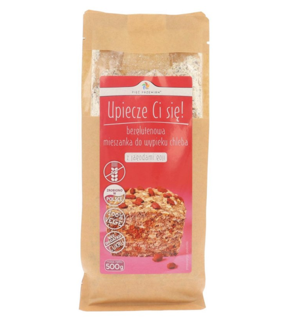 PIĘĆ PRZEMIAN Mieszanka do wypieku chleba z jagodami goji bezglutenowa 500g