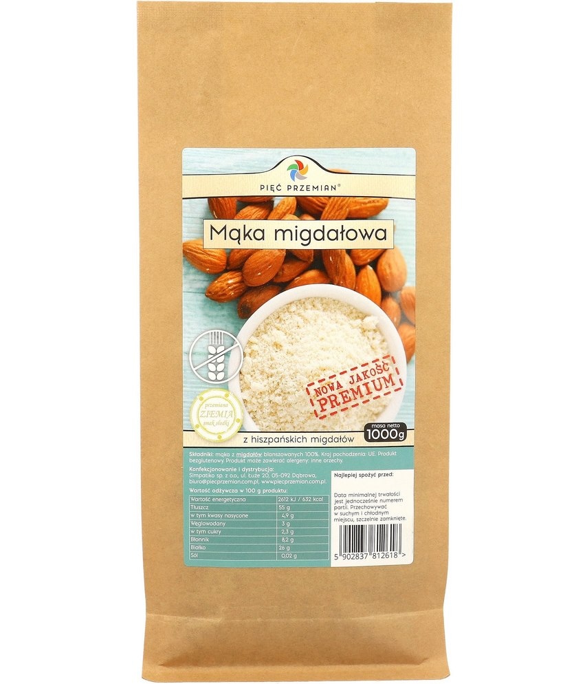 PIĘĆ PRZEMIAN Mąka migdałowa PREMIUM bezglutenowa 1000g